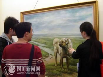 藏獒画家在成都举办主题画展