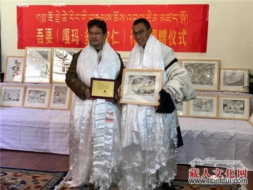 画家吾要向西藏当雄卓巴仓牧民文化体验馆捐赠作品
