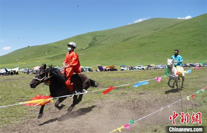 青海省果洛藏族自治州久治县：草原赛马民众欢